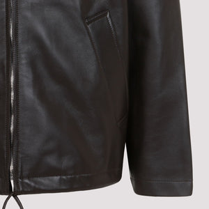 BOTTEGA VENETA Luxurious Lambskin Leather Hooded Jacket