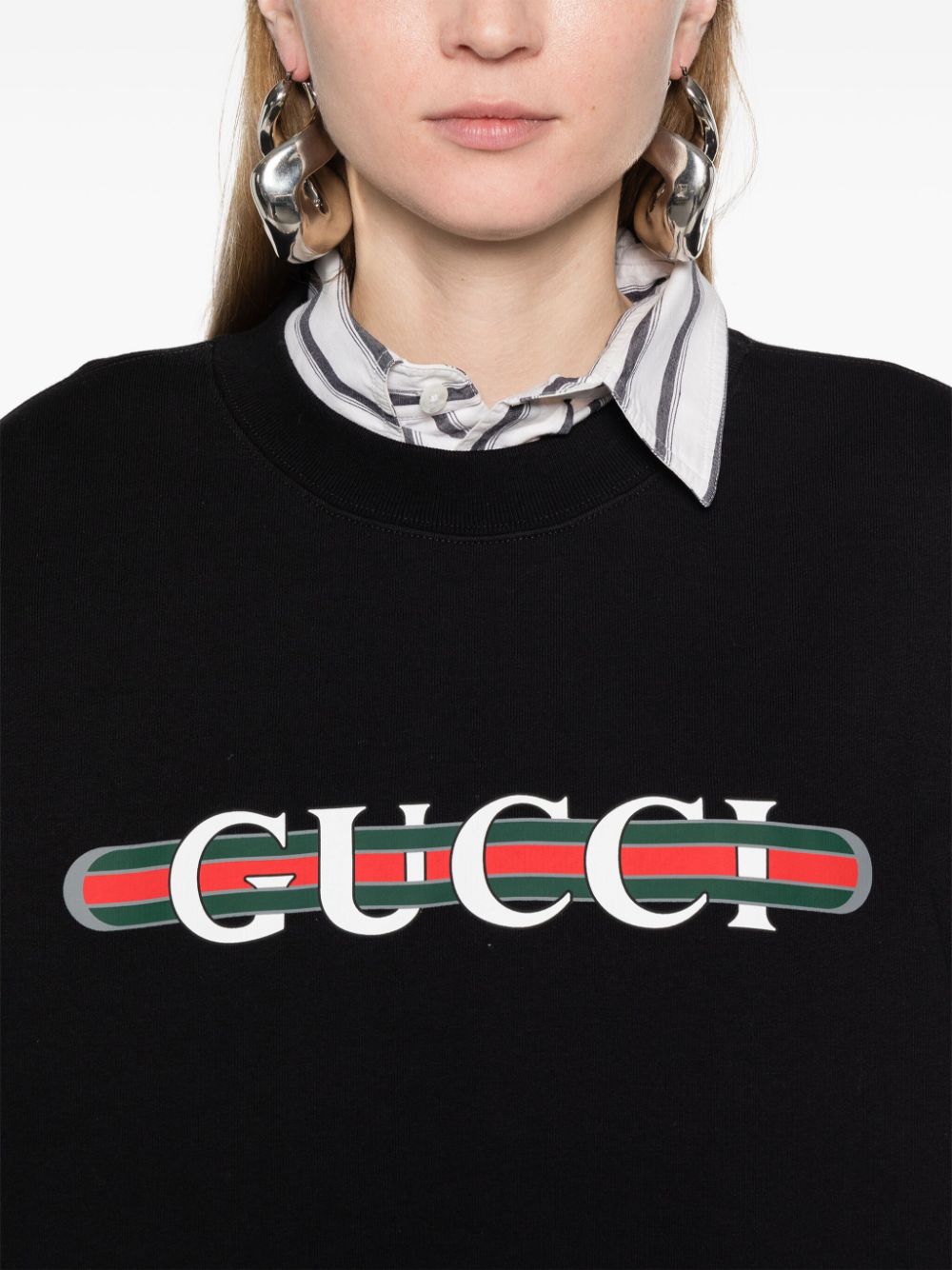 Áo Hoodie Đen Đẳng Cấp Có In Họa Tiết Gucci Đặc Trưng