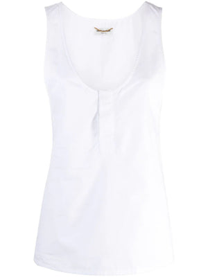 SAINT LAURENT White Cotton Poplin Tank Top for Women - SS24