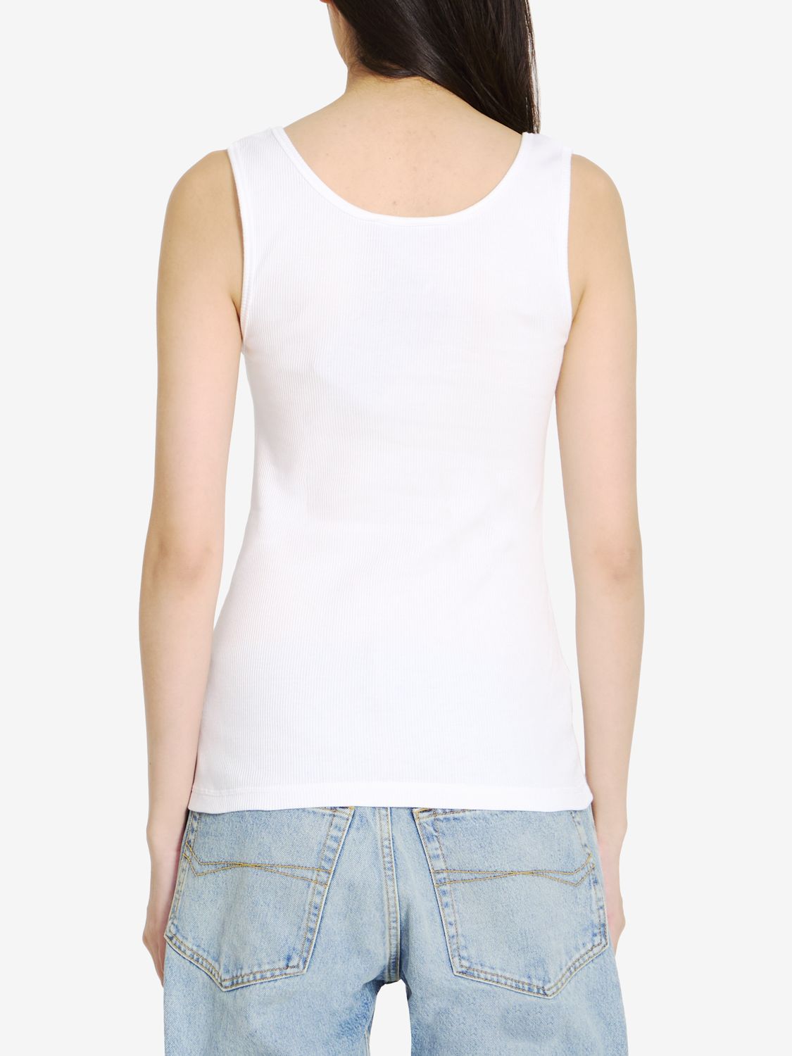 GUCCI Elegant White Cotton Tank Top with Iconic Print