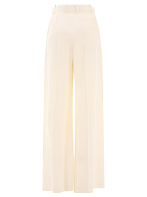 ALEXANDER MCQUEEN White Double Pleat Wide Leg Trousers for Women