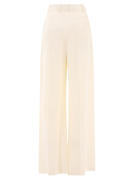 ALEXANDER MCQUEEN White Double Pleat Wide Leg Trousers for Women