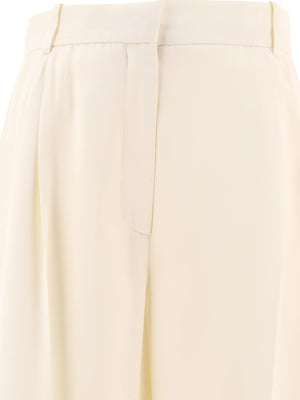 ALEXANDER MCQUEEN White Double Pleat Wide Leg Trousers for Women