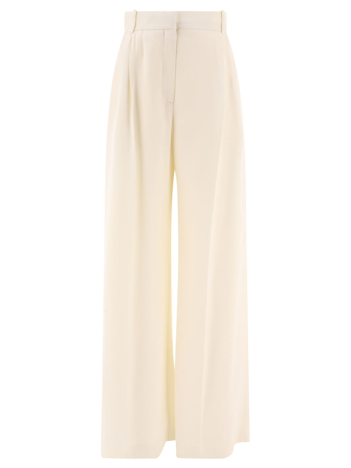 ALEXANDER MCQUEEN White Double Pleat Wide Leg Trousers for Women