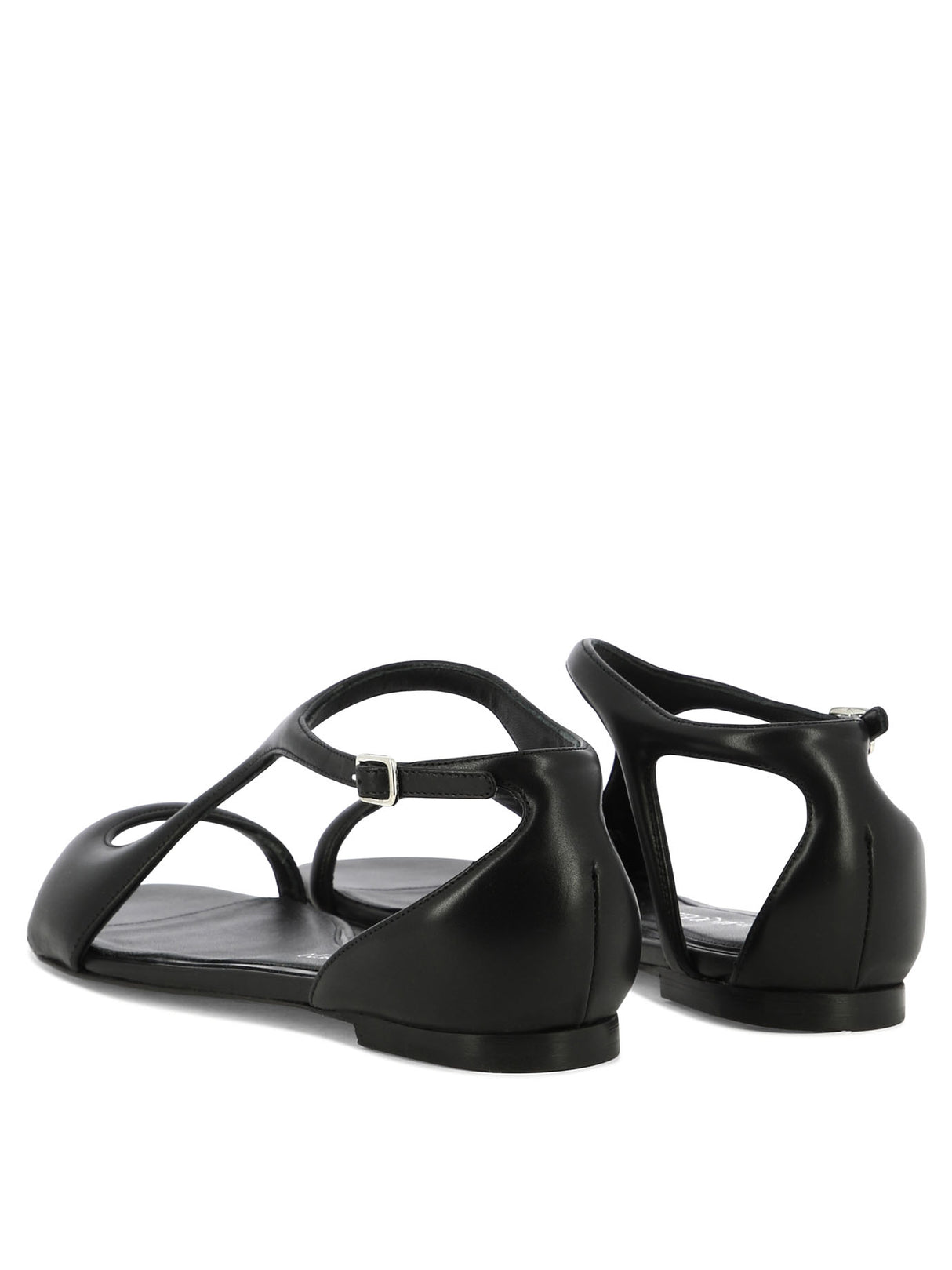 ALEXANDER MCQUEEN 24SS Women's Black Leather Sandals