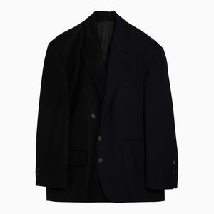 BALENCIAGA Stylish Black Wool Jacket with Padded Epaulettes for Women