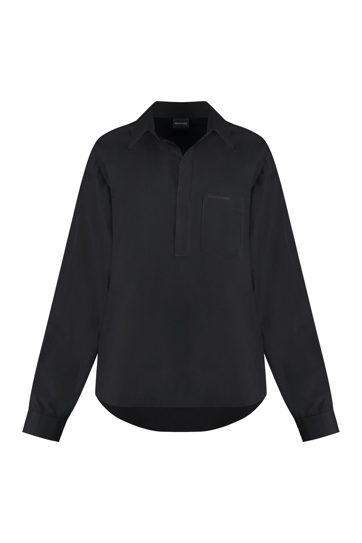 BALENCIAGA Black Oversized Shirt with Side and Front Pockets