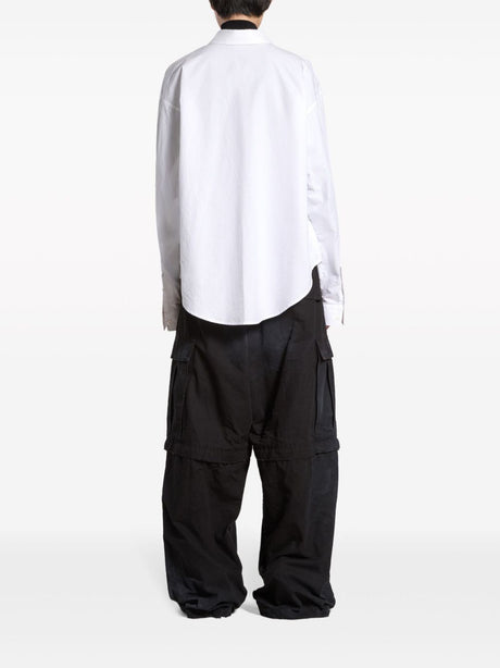 BALENCIAGA Cotton Poplin Texture Straight-Point Collar Button Shirt for Women
