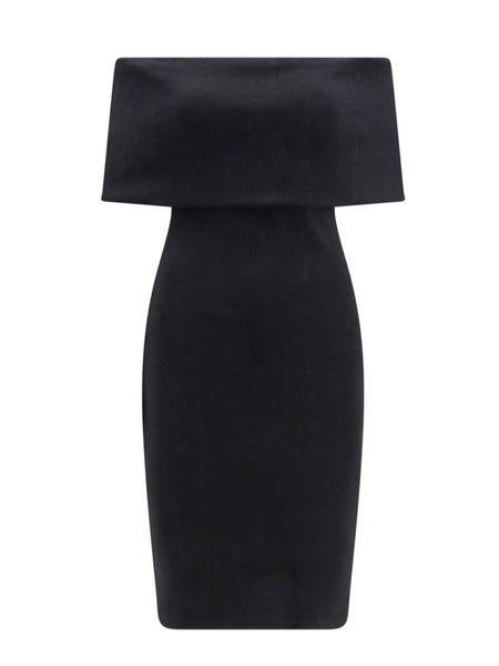 BOTTEGA VENETA Black Textured Technical Nylon Midi Dress for Women - SS24