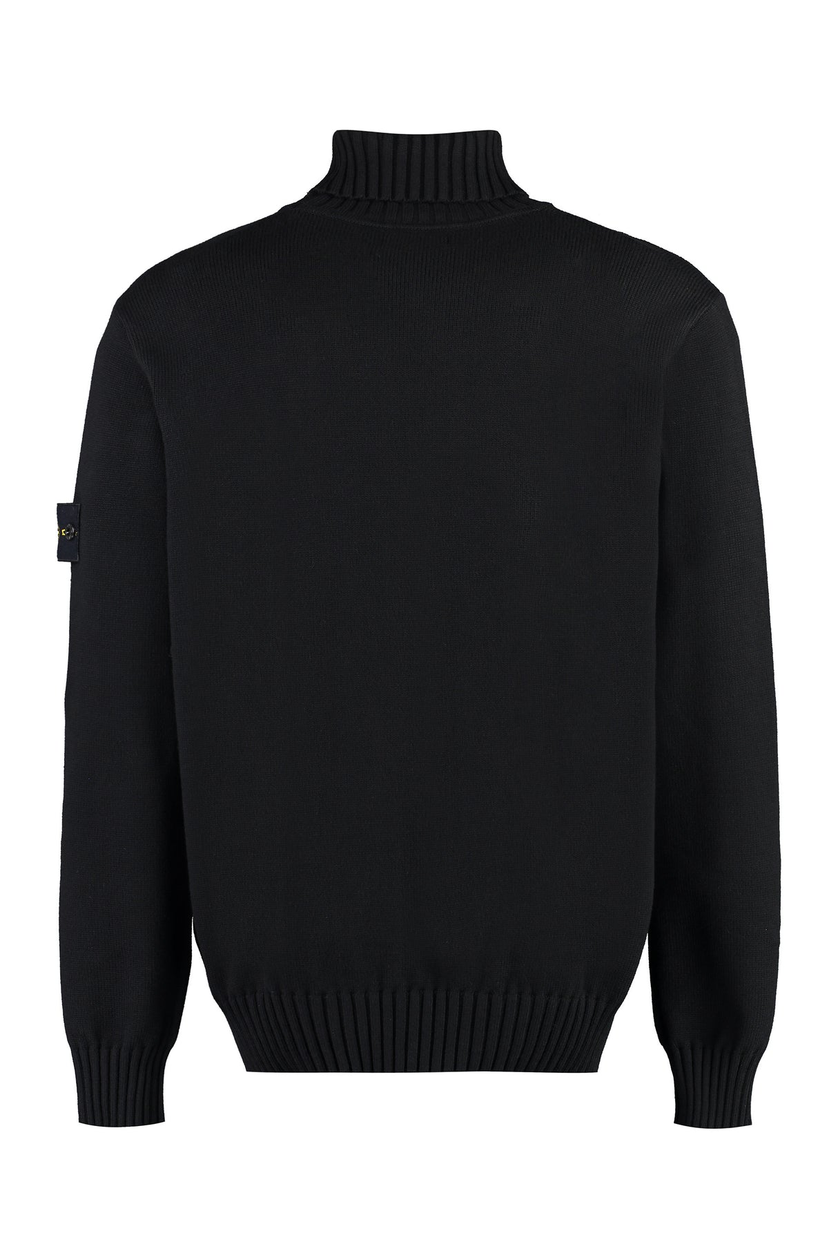 STONE ISLAND MEN'S BLACK COTTON-BLEND SWEATER WITH REMOVABLE LOGO PATCH - FW23