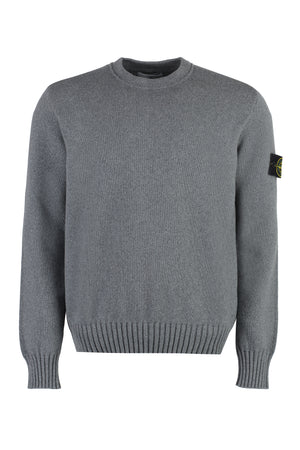 STONE ISLAND Men's Grey Cotton Blend Crew-Neck Sweater for FW23