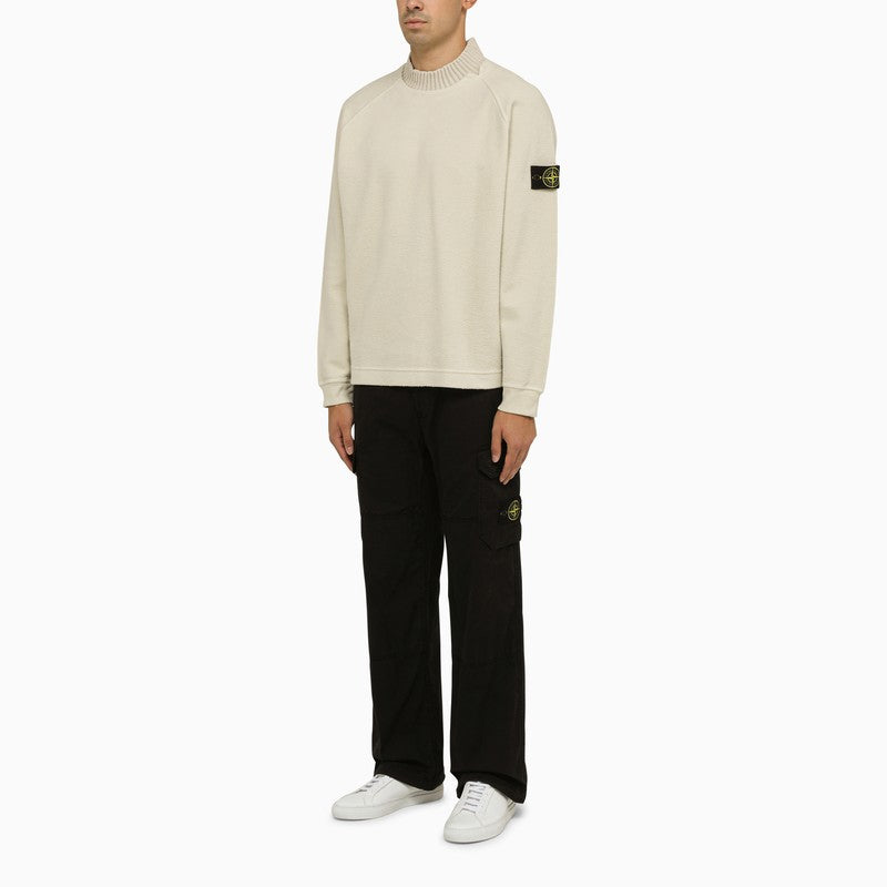 STONE ISLAND Men's Chalk-Coloured Cotton-Blend Sweater for FW23