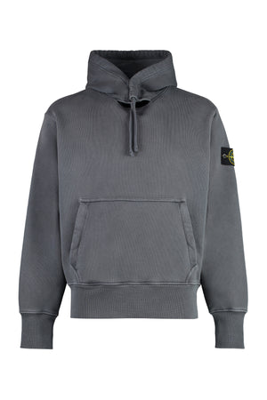 Áo hoodie màu xám bằng cotton có logo tháo rời và gấu tay có thể cuộn