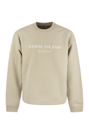STONE ISLAND Men's Off-White Cotton Sweatshirt with Logo