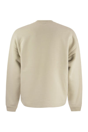 STONE ISLAND Men's Off-White Cotton Sweatshirt with Logo