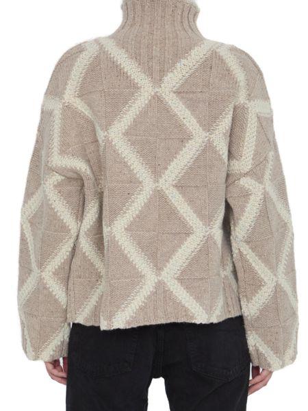 BOTTEGA VENETA Argyle Intarsia Turtleneck Sweater (Regular Fit)