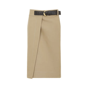 BOTTEGA VENETA Chic Cotton Wrap Mini Skirt with Buckle Accent