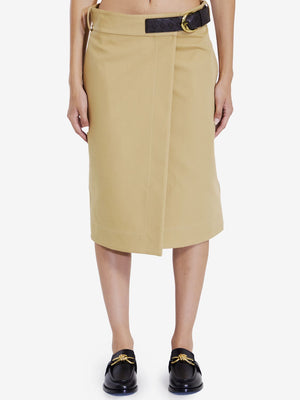 BOTTEGA VENETA Wrap Midi Skirt with Leather Belt