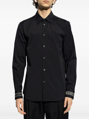 ALEXANDER MCQUEEN Men's Black Camera Strap Poplin Shirt for FW24