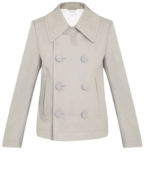 BOTTEGA VENETA Classic Double-Breasted Peacoat in Light Beige Cotton