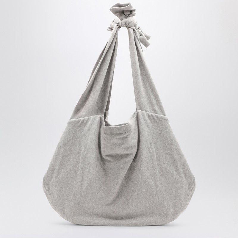 BALENCIAGA Heather Grey Cotton Knot Strap Crossbody Bag