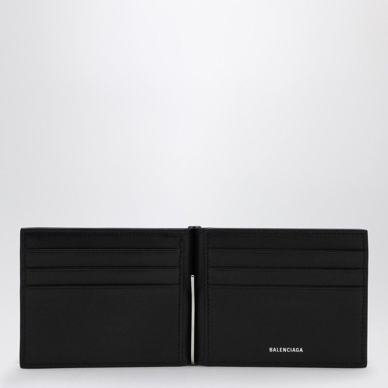 BALENCIAGA Elegant BB Black Leather Bi-Fold Wallet