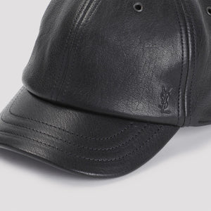 SAINT LAURENT Luxurious Black Leather Cap for Women