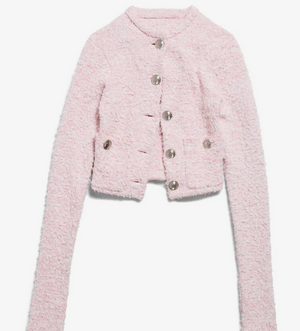 BALENCIAGA Cotton Blend Blush Pink Sweater with Logo-Embossed Buttons