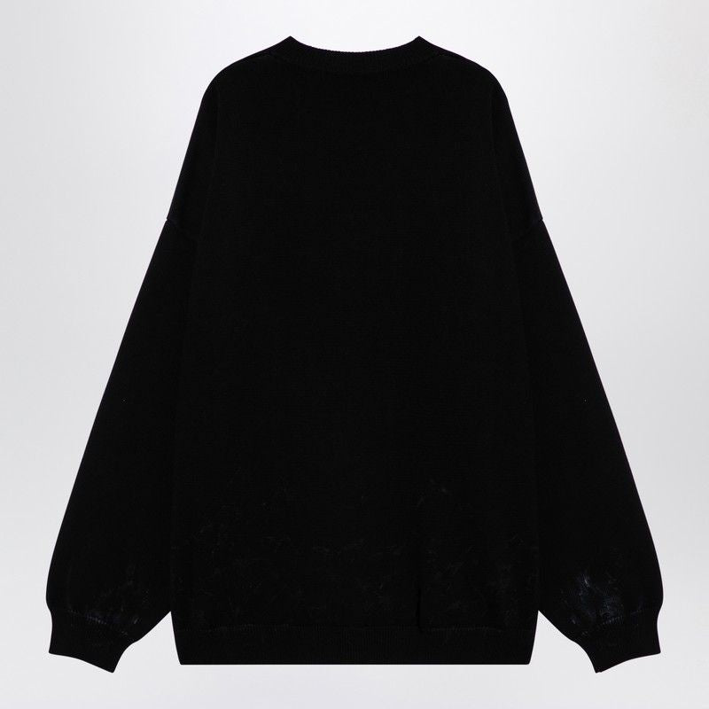 BALENCIAGA Urban Black Cotton Blend Crew-Neck Sweater