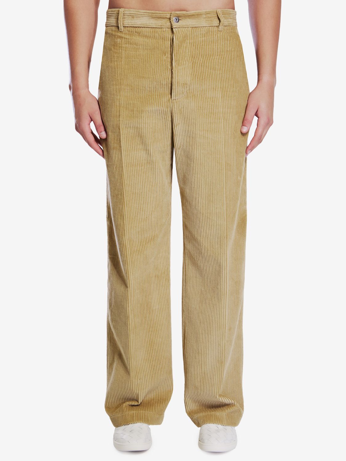 BOTTEGA VENETA Beige Corduroy Straight-Leg Trousers