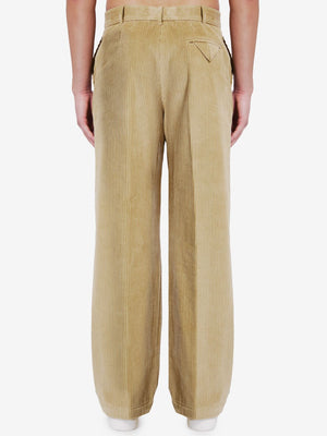 BOTTEGA VENETA Beige Corduroy Straight-Leg Trousers