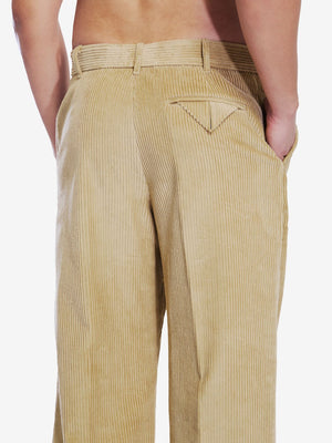 BOTTEGA VENETA Beige Corduroy Straight-Leg Trousers