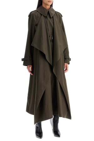 ALEXANDER MCQUEEN Elegant Double-Breasted Trench Coat with Draped Detailing