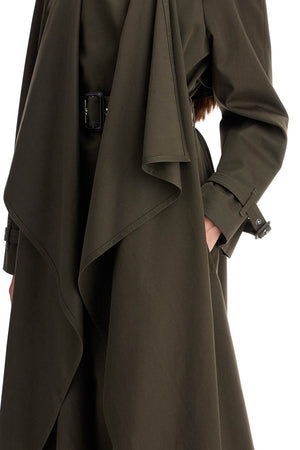 ALEXANDER MCQUEEN Elegant Double-Breasted Trench Coat with Draped Detailing