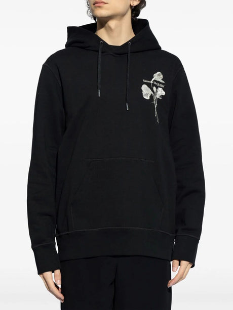 ALEXANDER MCQUEEN Men's Black Embroidered Sweatshirt for FW24