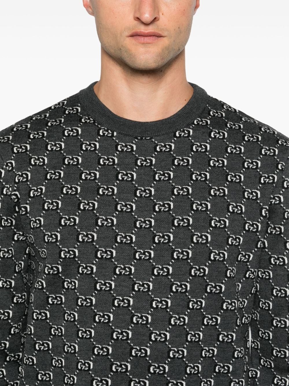 GUCCI Signature Interlocking G Pattern Wool Jumper - Men's Crew Neck