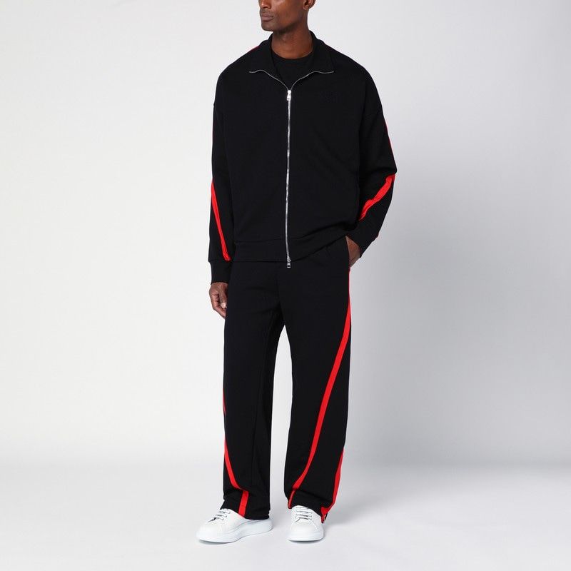 ALEXANDER MCQUEEN Urban Edge Red-Striped Black Sports Trousers