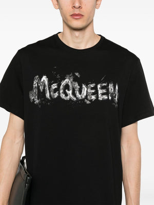 ALEXANDER MCQUEEN Urban Logo Print Crew Neck Tee - Men's Top