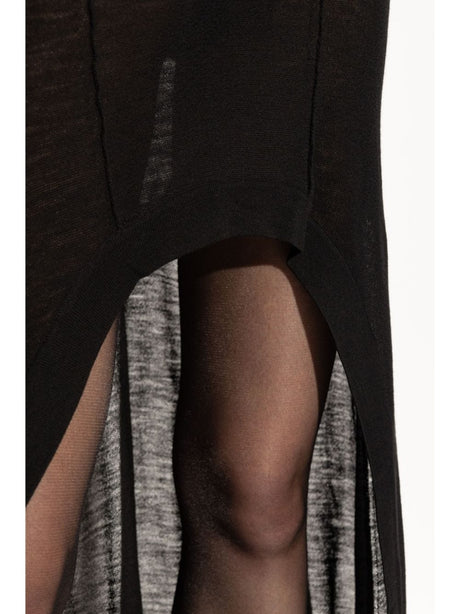 SAINT LAURENT Asymmetrical Semi-Sheer Long Sleeve Dress