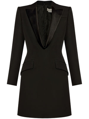 ALEXANDER MCQUEEN Elegant Peak Lapel Wool Mini Dress