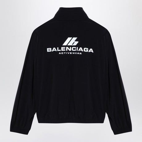 BALENCIAGA Sleek Black Nylon Stretch Windbreaker Jacket