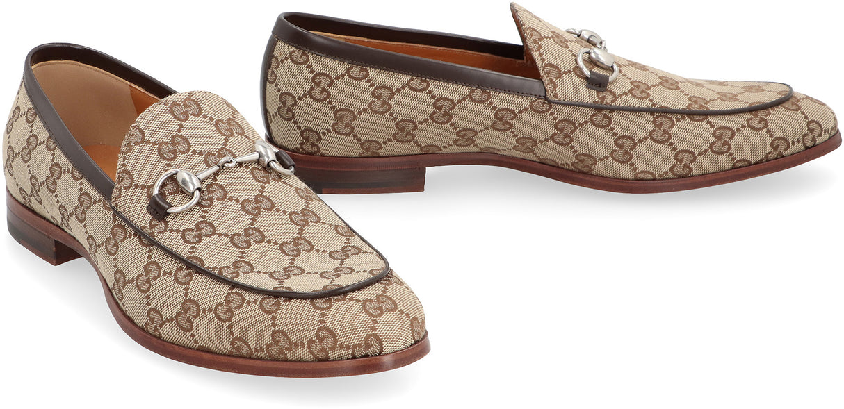 GUCCI Elegant Fabric Loafers with Leather Accents and Horsebit Detail