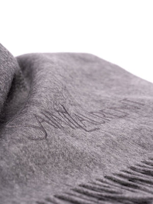 SAINT LAURENT Cashmere Fringed Scarf - Anthracite Grey