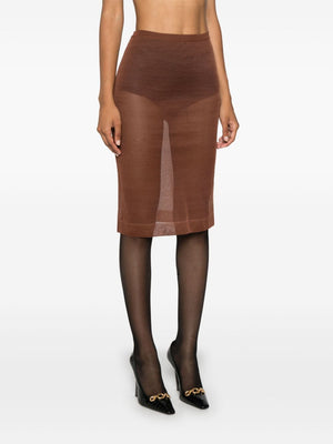 SAINT LAURENT Chic Knit Pencil Midi Skirt