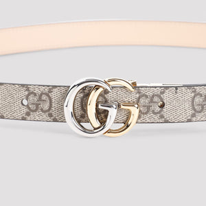 GUCCI Reversible GG Supreme Fabric Belt with Elegant Buckle 4x3 cm