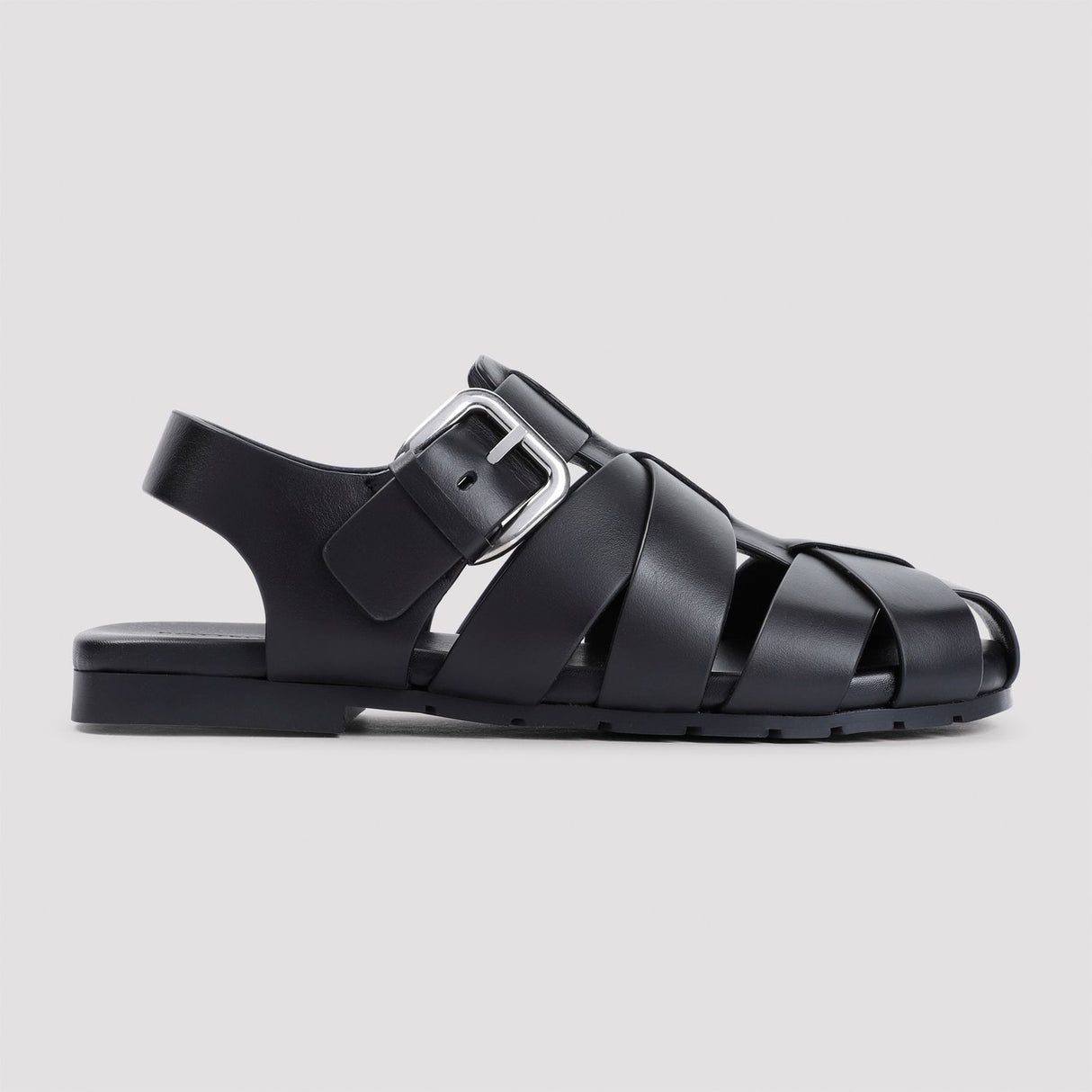 BOTTEGA VENETA Alfie Black Leather Sandal for Men