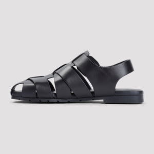 BOTTEGA VENETA Alfie Black Leather Sandal for Men