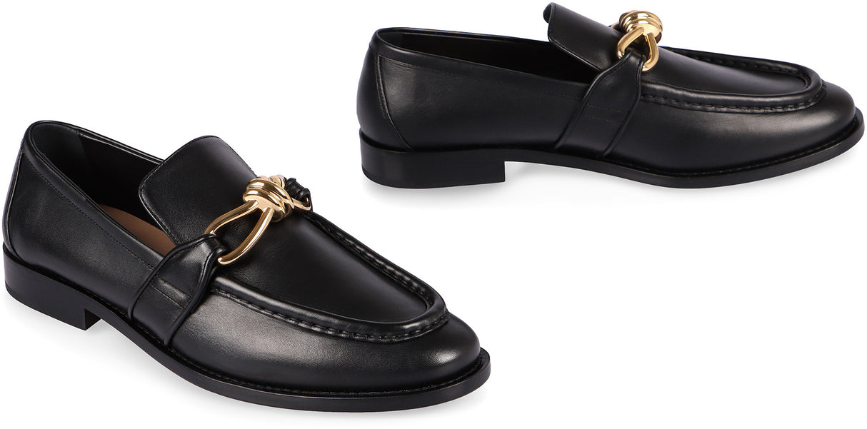 BOTTEGA VENETA Elegant Leather Loafers with Front Knot Accent