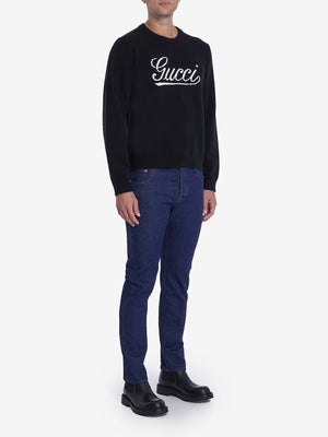 GUCCI Men's Straight-Leg Jeans with Web Detailing