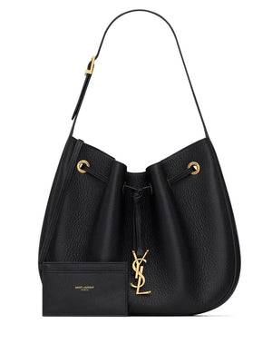 SAINT LAURENT Mini Grained Leather Hobo Handbag